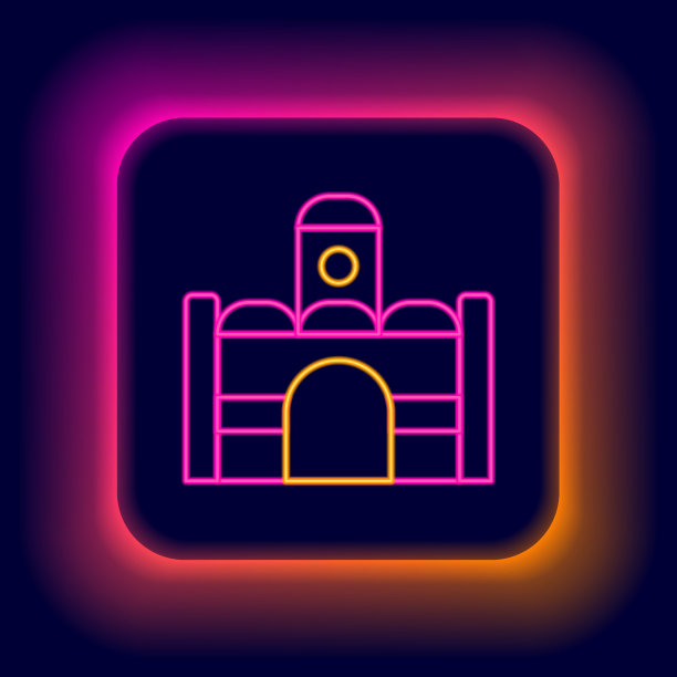 发光的霓虹灯线埃及房子图标孤立图片下载