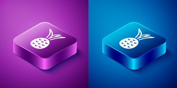 等距菠萝热带水果图标孤立图片下载