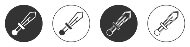 黑色的中世纪剑图标孤立在白色图片下载