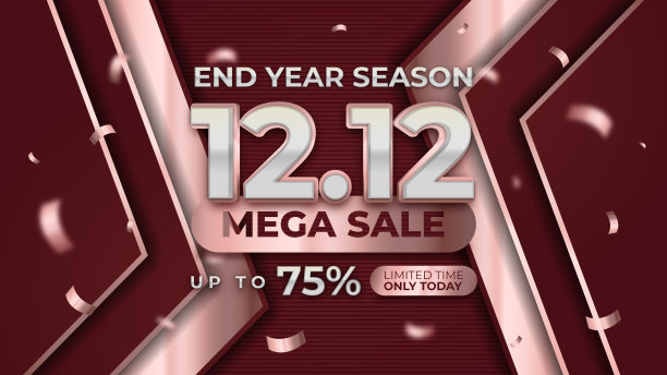 12月12日超级大减价购物日在豪华红色背景图片下载