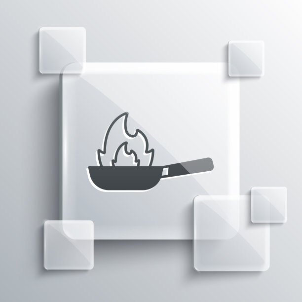 灰色锅与火图标孤立在灰色图片下载