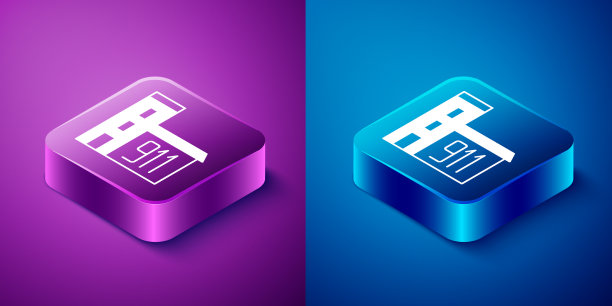 等距建筑消防站图标孤立图片下载