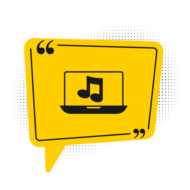 黑色笔记本电脑与音乐音符符号的屏幕图标图片下载