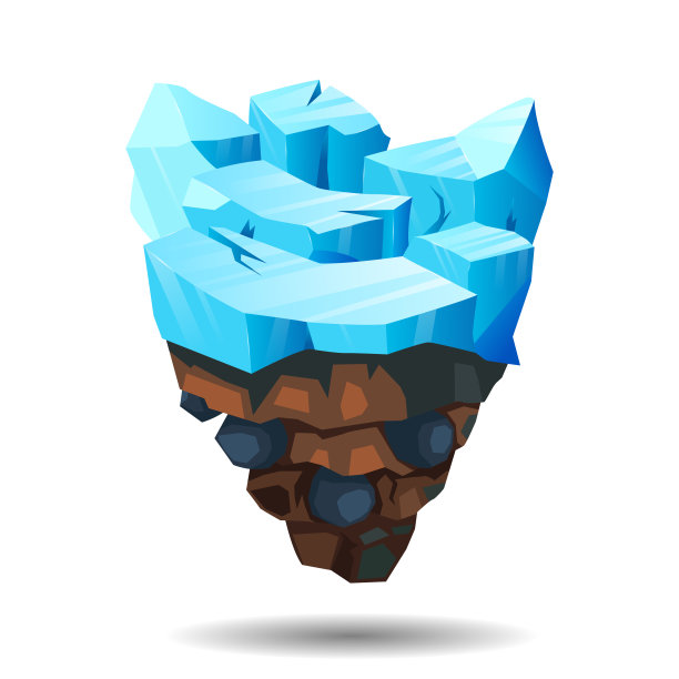 这座岛漂浮在空中。背景是冰川。图片下载