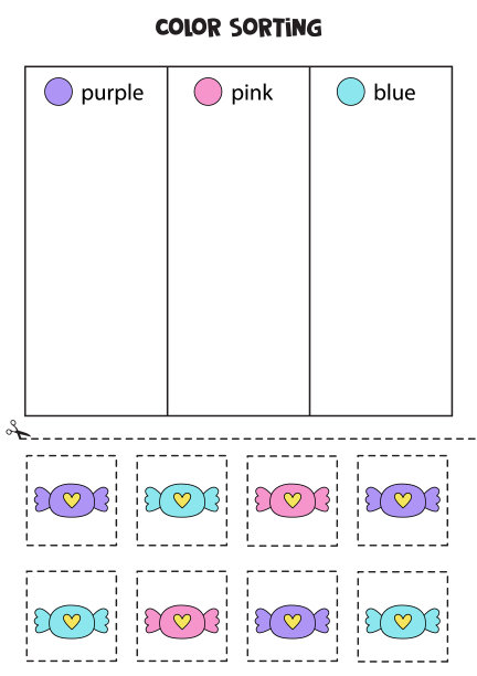 把糖果按颜色分类。为孩子学习颜色。图片下载
