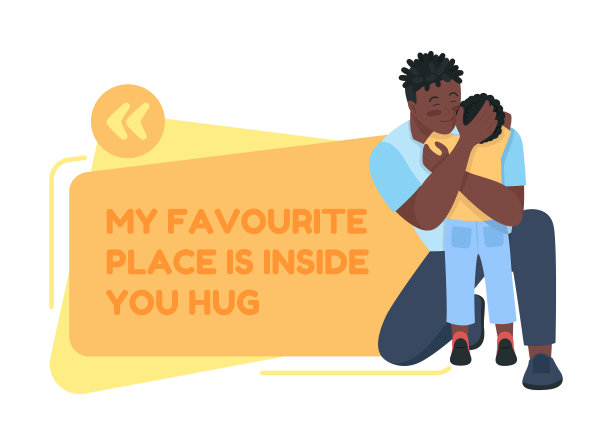 父子关系矢量引用框与扁平字符图片下载