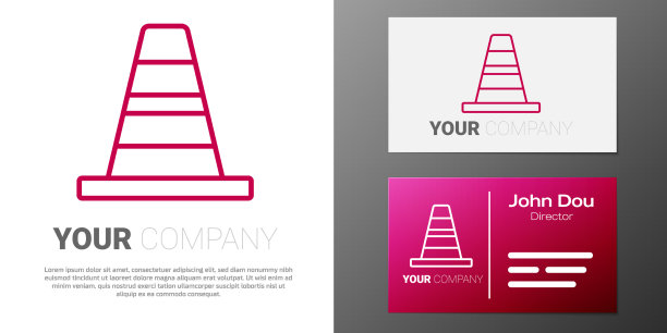 标志型线交通锥图标孤立的白色图片下载