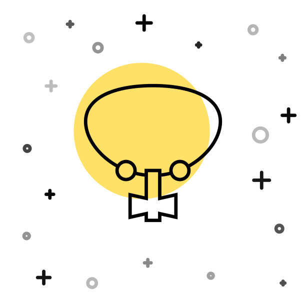 黑色线条项链与宝石图标孤立图片下载