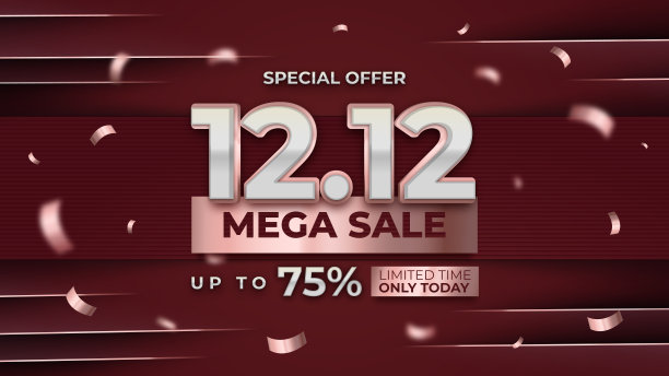 12月12日超级大减价购物日在豪华红色背景图片下载