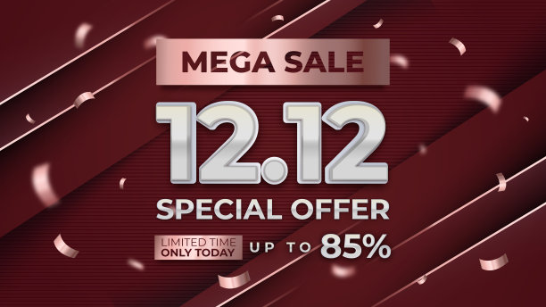 12月12日超级大减价购物日在豪华红色背景图片下载