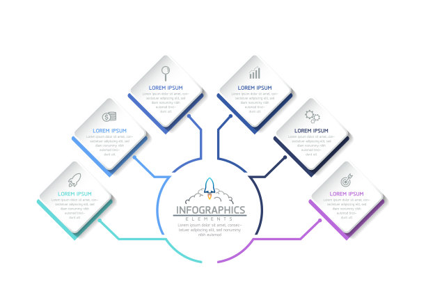 矢量插图，信息图设计，模板，营销，信息，有6个选择或步骤图片下载