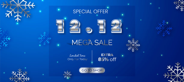 12月12日超级大减价购物日在豪华蓝色的背景图片下载