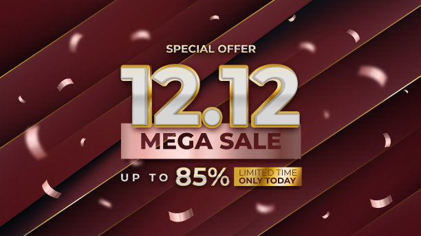 12月12日超级大减价购物日在豪华红色背景图片下载