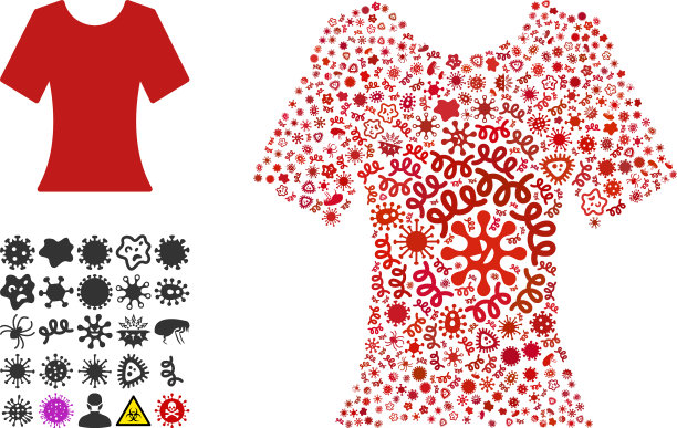 拼贴衣服图标的传染性病原体图片下载
