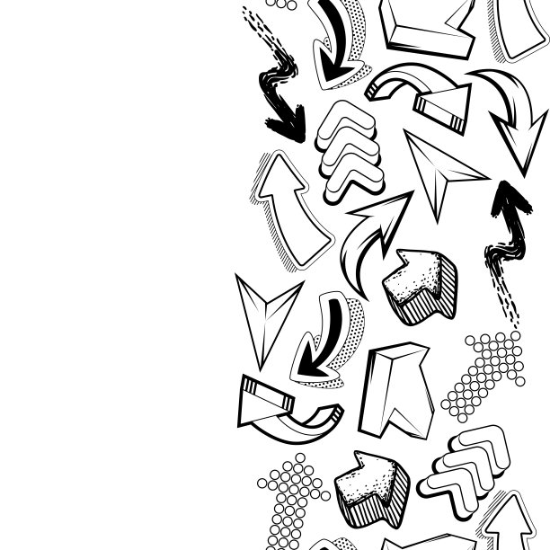 无缝图案与抽象涂鸦箭头。卡通青少年创意形象。图片下载