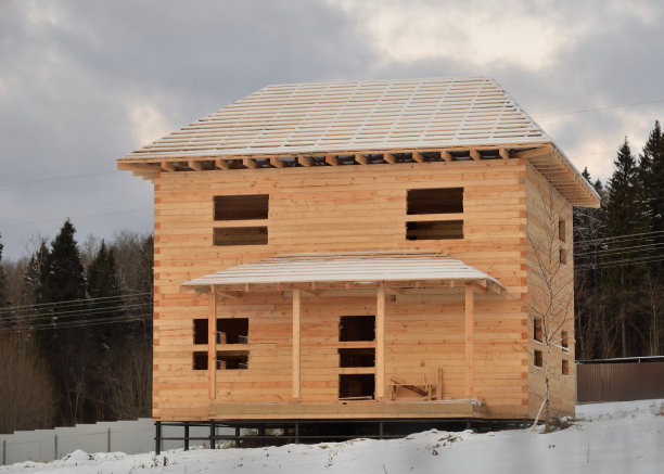 在冬季开始建造木屋图片下载