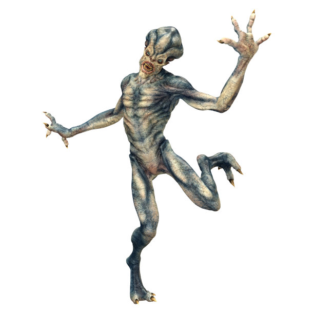 3D插图蓝色外星人在白色图片下载