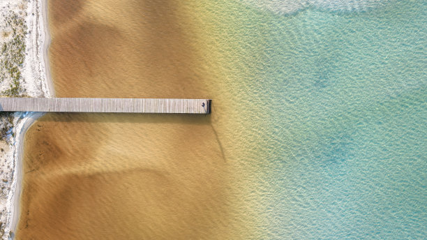 通往水晶湖的木墩鸟瞰图图片下载