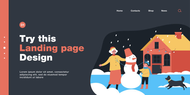 奶奶和孙子一起在后院堆雪人图片下载