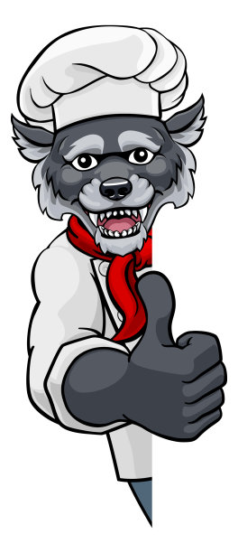 狼厨师吉祥物标志卡通人物图片下载