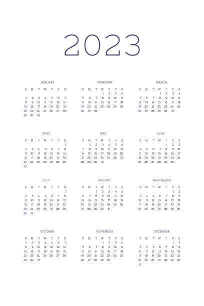 2023日历个人规划师日记模板在经典严格的风格。月度日历个人时间表极简主义约束设计的商业笔记本。一周从星期天开始图片下载