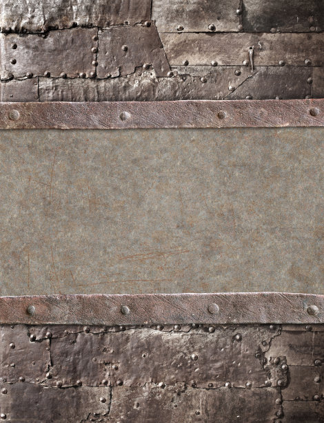 蒸汽朋克风格的Grunge背景。旧金属的纹理，铆钉和生锈的框架图片下载