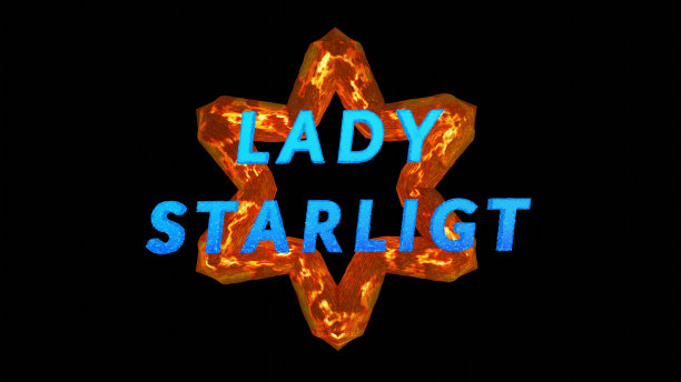 文本“LADY STARLIGHT”与一个黄色的星形图案。3 d渲染。图片下载