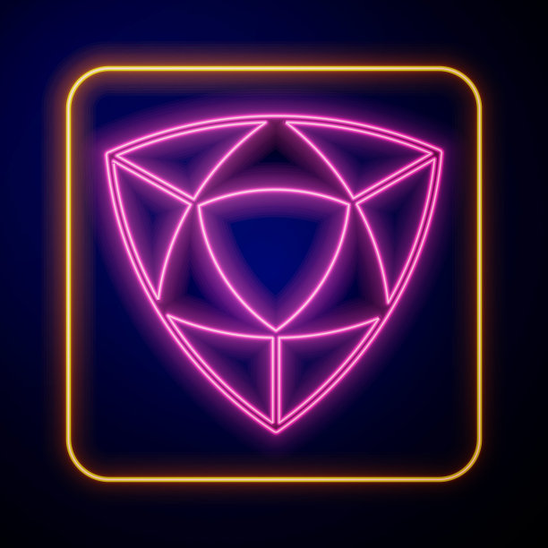 发光的霓虹灯钻石图标孤立在黑色的背景。首饰的象征。宝石石头。向量图片下载