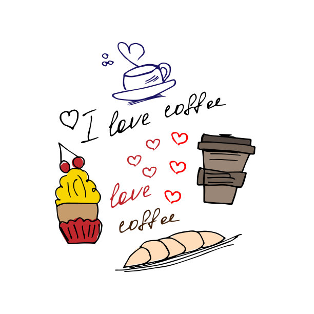 背景上写着“我爱咖啡”图片下载