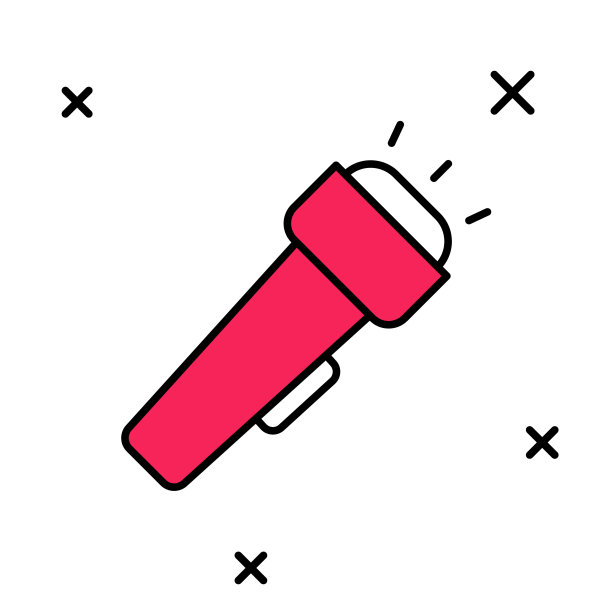 填充轮廓手电筒图标孤立在白色背景。向量图片下载