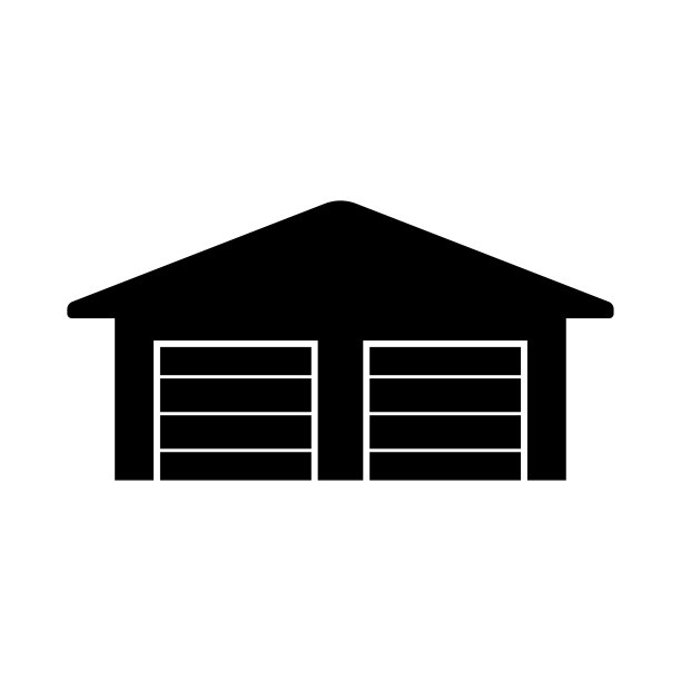 车库图标。黑色的轮廓。前视图。矢量简单平面图形说明。白色背景上的孤立对象。隔离。图片下载