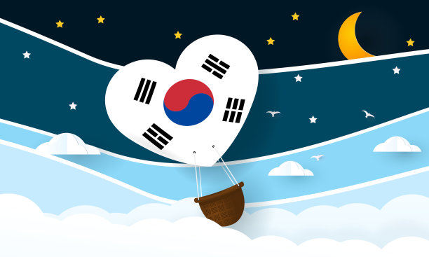 心气球与韩国国旗图片下载