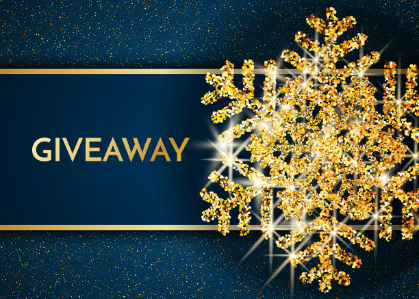 是时候使用一个赠送横幅模板了。现在是在金色和黑色背景上发表赠言的时候了。圣诞节和新年赠品-节日横幅模板。矢量图图片下载