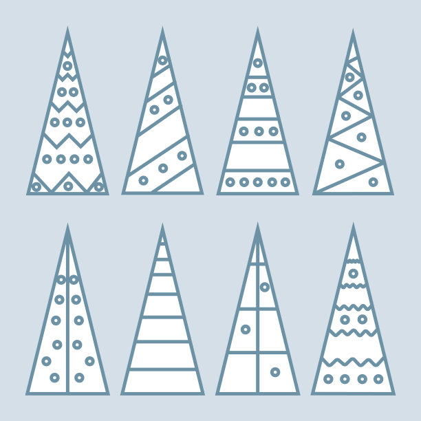 抽象的简单图标的雪圣诞树与玩具在冬天的背景图片下载