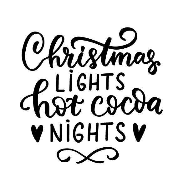 圣诞灯，热可可之夜。手写信件假日报价。舒适的冬天巨大的短语。现代书法。杯子打印设计元素覆盖图片下载
