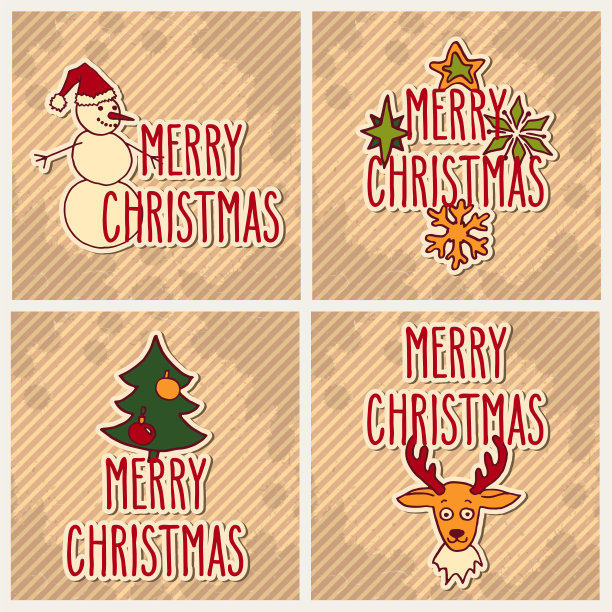 老式圣诞贺卡集图片下载