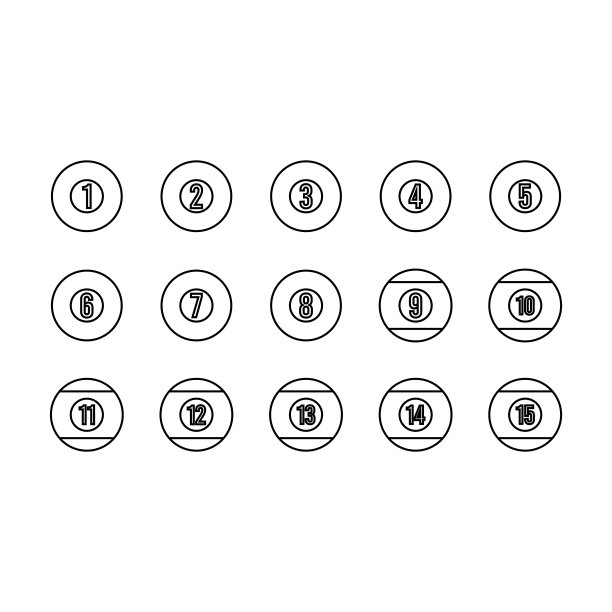 台球球线图标设计矢量模板插图标志和符号EPS 10在白色背景图片下载