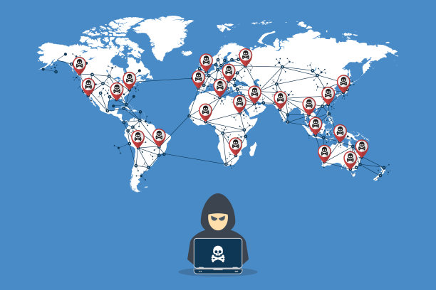 用笔记本电脑窃取机密数据的黑客。黑客的概念。矢量图图片下载