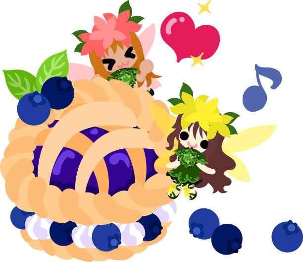 插图可爱的花精灵和蓝莓图片下载