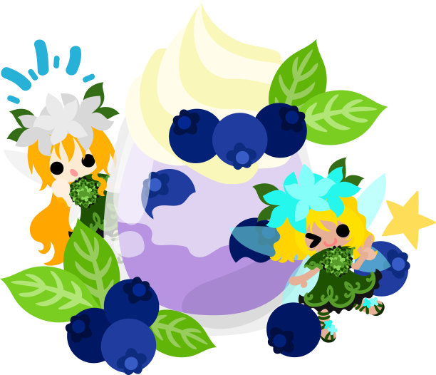 插图可爱的花精灵和蓝莓图片下载