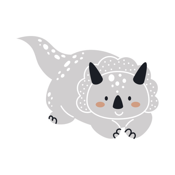 可爱的灰色恐龙在斯堪的纳维亚风格。有趣的卡通恐龙为孩子的卡，婴儿淋浴，t恤，生日邀请，房子内部。波西米亚儿童矢量插图。图片下载