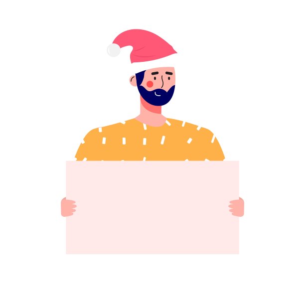 横幅与人，男人拿着空的广告牌为圣诞节销售。矢量插图在卡通时髦的风格。广告、优惠券或代金券载体图片下载