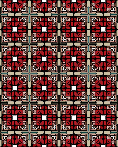 无缝的图示图案制作的抽象元素在黑色，紫色和红色图片下载