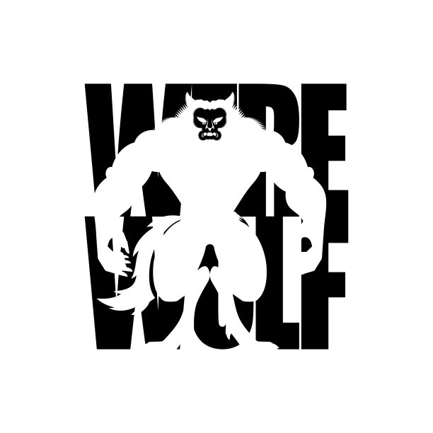 文本中的狼人文字剪影。狼人排版。狼人的信件。怪物矢量图图片下载