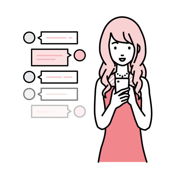 穿着衣服的女子站在那里，看着手中的智能手机，通过sns聊天聊天图片下载