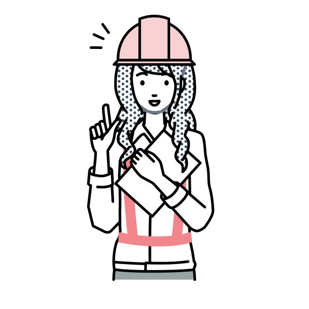 一名在建筑工地工作的妇女站在那里用手指指点着想法图片下载