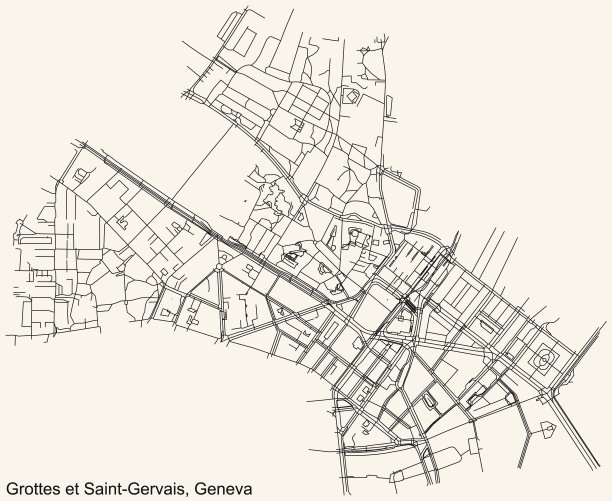 瑞士日内瓦Grottes et Saint-Gervais区街道地图图片下载