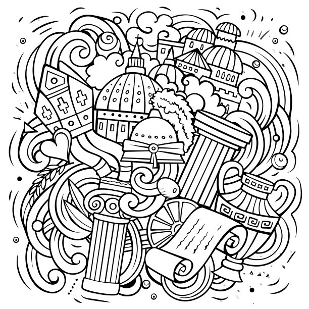 意大利卡通矢量涂鸦插图图片下载