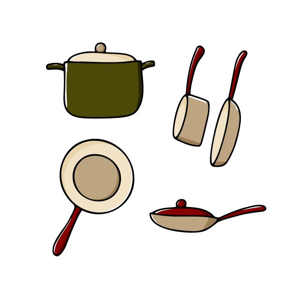 涂鸦煎锅，套锅。颜色的罐子图片下载