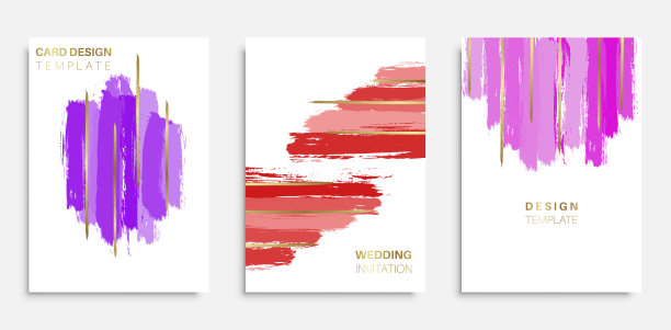 婚礼请柬和卡片模板设计与画笔绘制彩色背景和金箔在豪华的绿松石和黄金风格矢量插图。图片下载